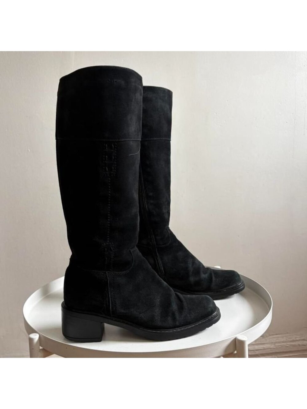Black Suede Riding Boots — LaVallée